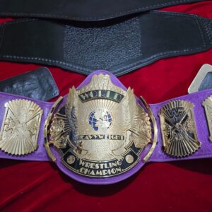 WWF Winged Eagle Championship Replica Belt – Purple Leather Edition (2mm-6mm Zinc Plates, 24K Gold Plated)