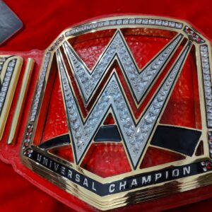 Custom WWE Universal Championship Replica Belt - Brock Lesnar Edition with 24K Gold Plated CNC Plates, CZ Crystals & Red Leather Strap